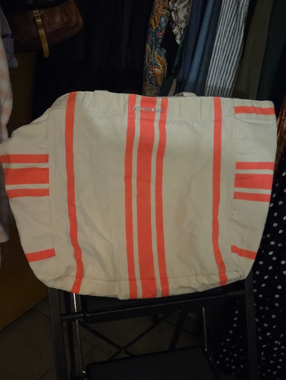 Victoria's Secret Striped Canvas Beach Tote